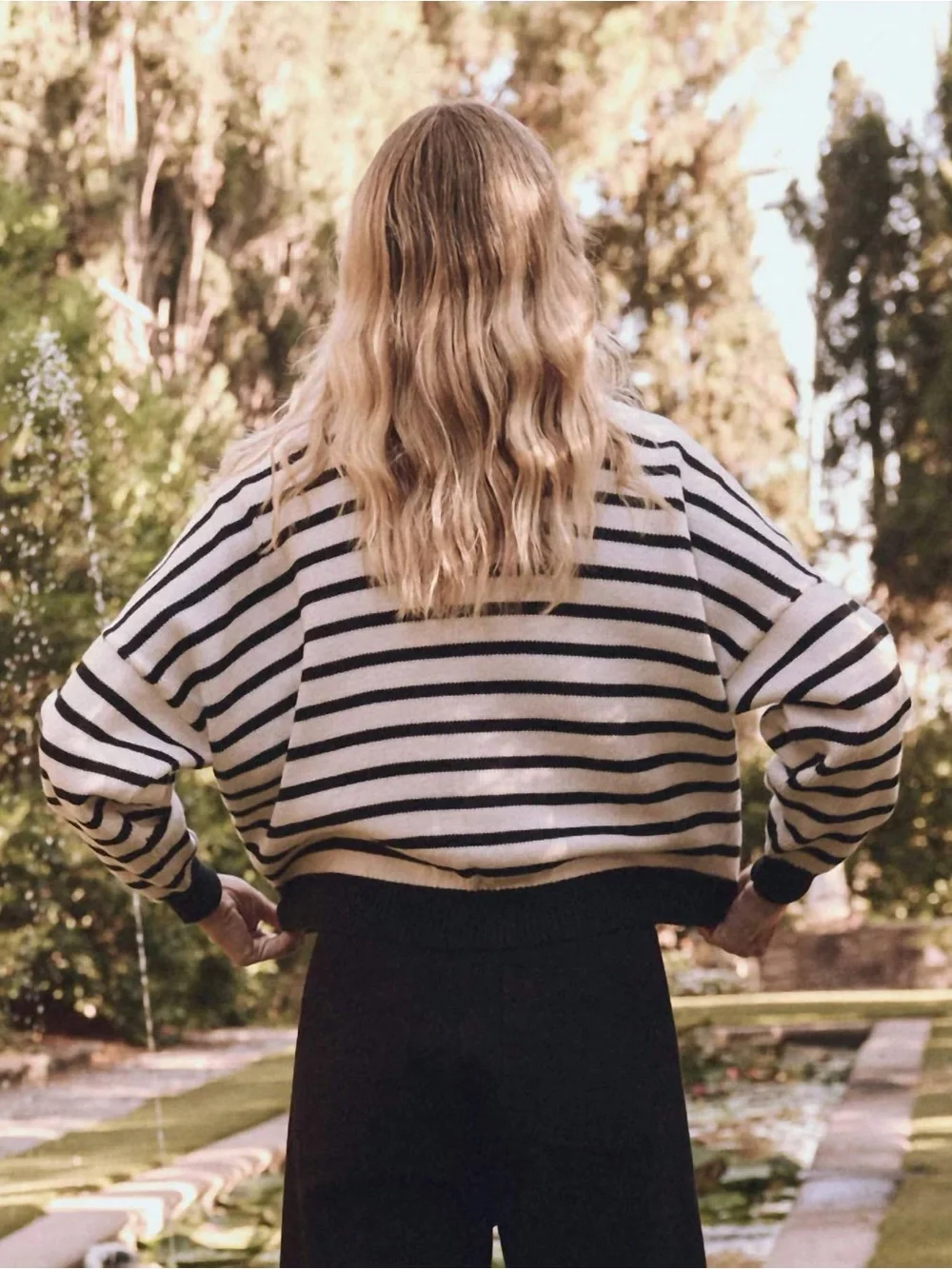 The Great. Cotton Roll Neck Striped Crewneck Sweater Sz M